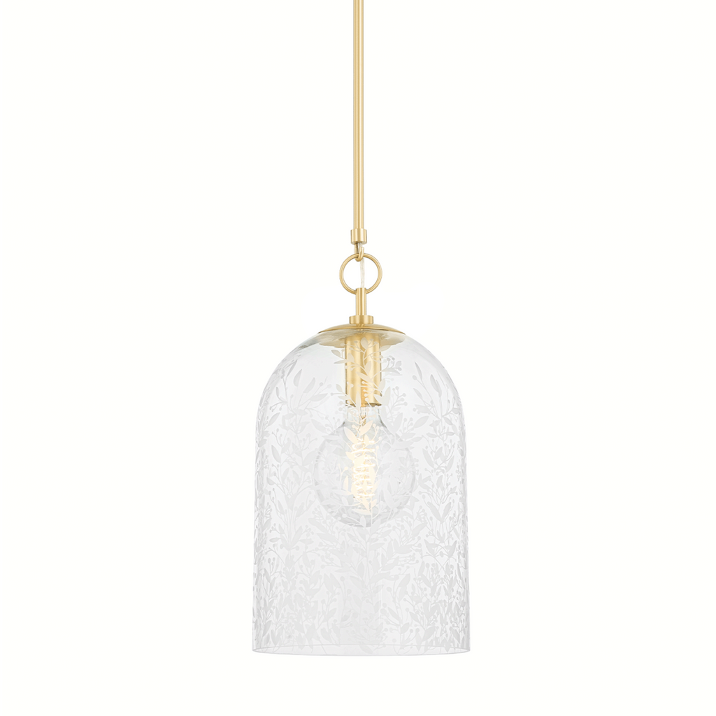 Belleville Aged Brass & Glass Pendant Light - The Well Appointed House