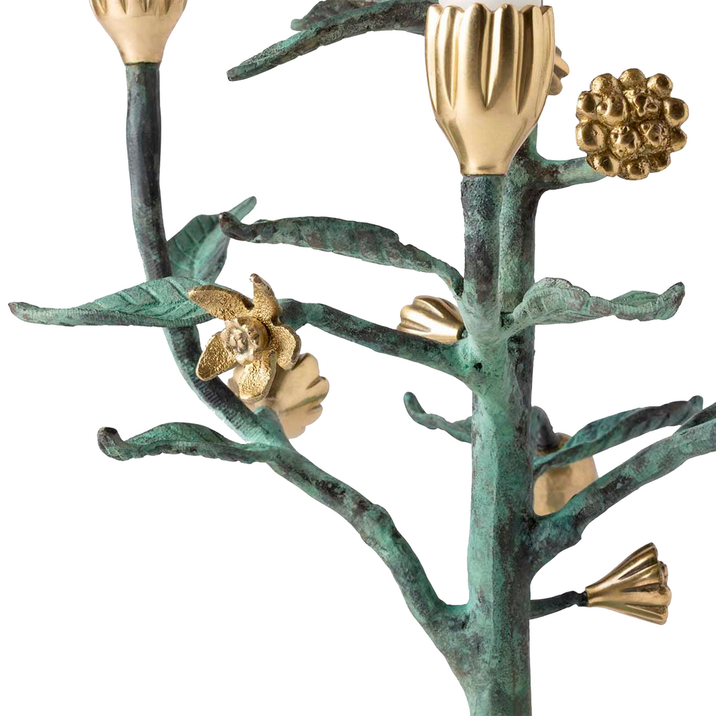 Bernadette Antique Gold Patina Floral Candelabra Brass - The Well Appointed House