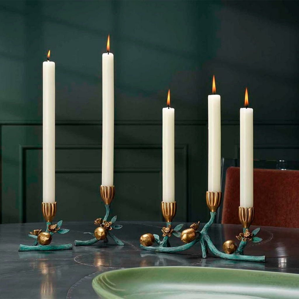 Bernadette Antique Gold Patina Floral Candle Holder Brass Set 2 - The Well Appointed House