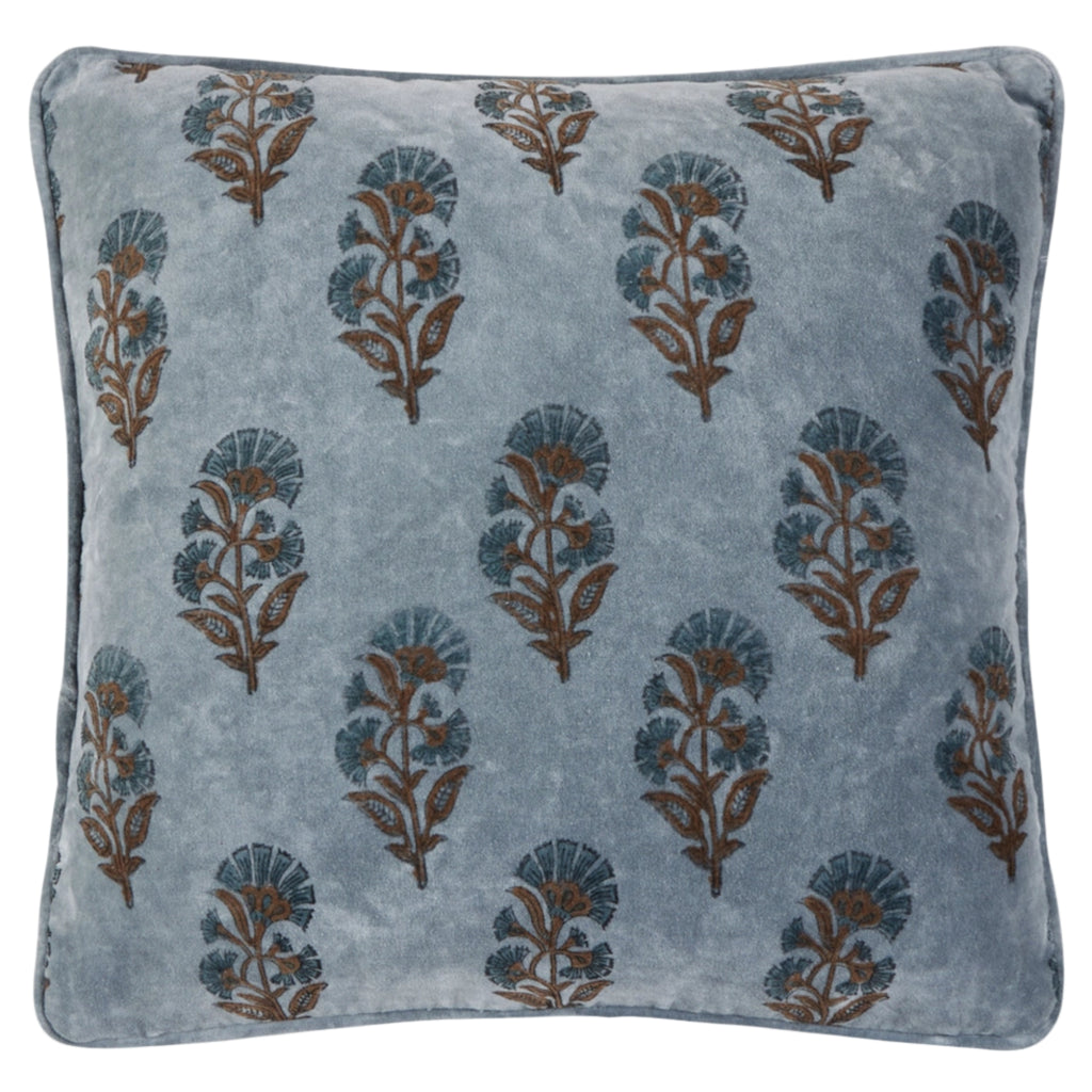 Block Print Vel Mughal Flower Pillow - The Well Appointed House 