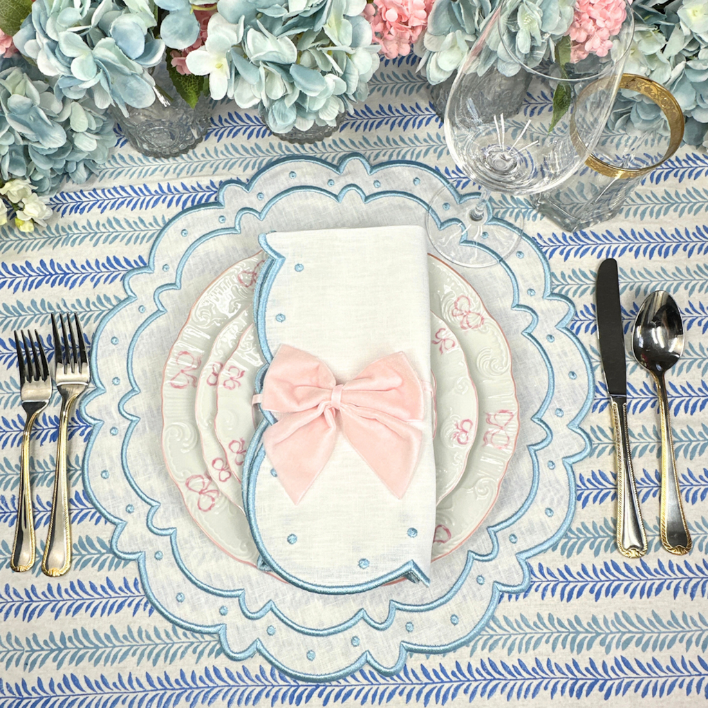 Blue Trellis Vines Tablecloth - The Well Appointed House