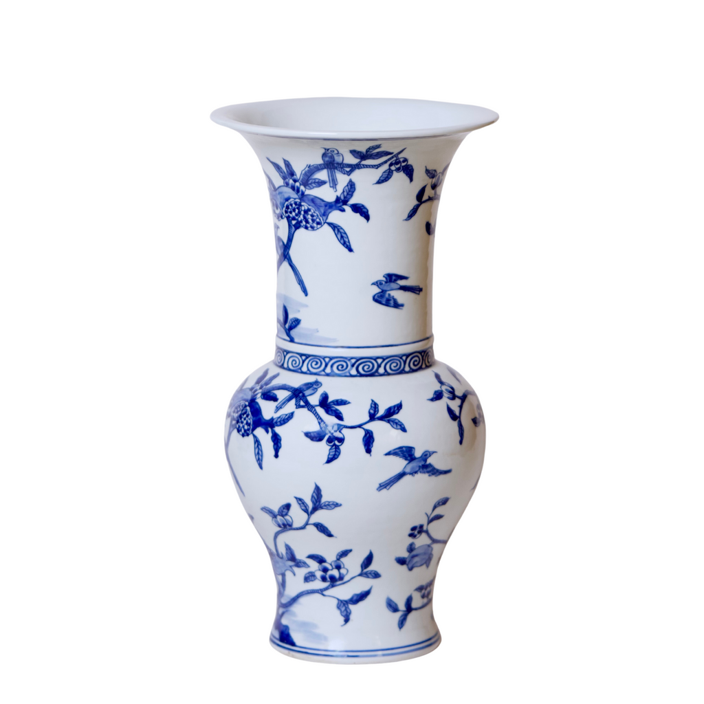 Blue and White Porcelain Pomegranates Baluster Vase - The Well Appointed House