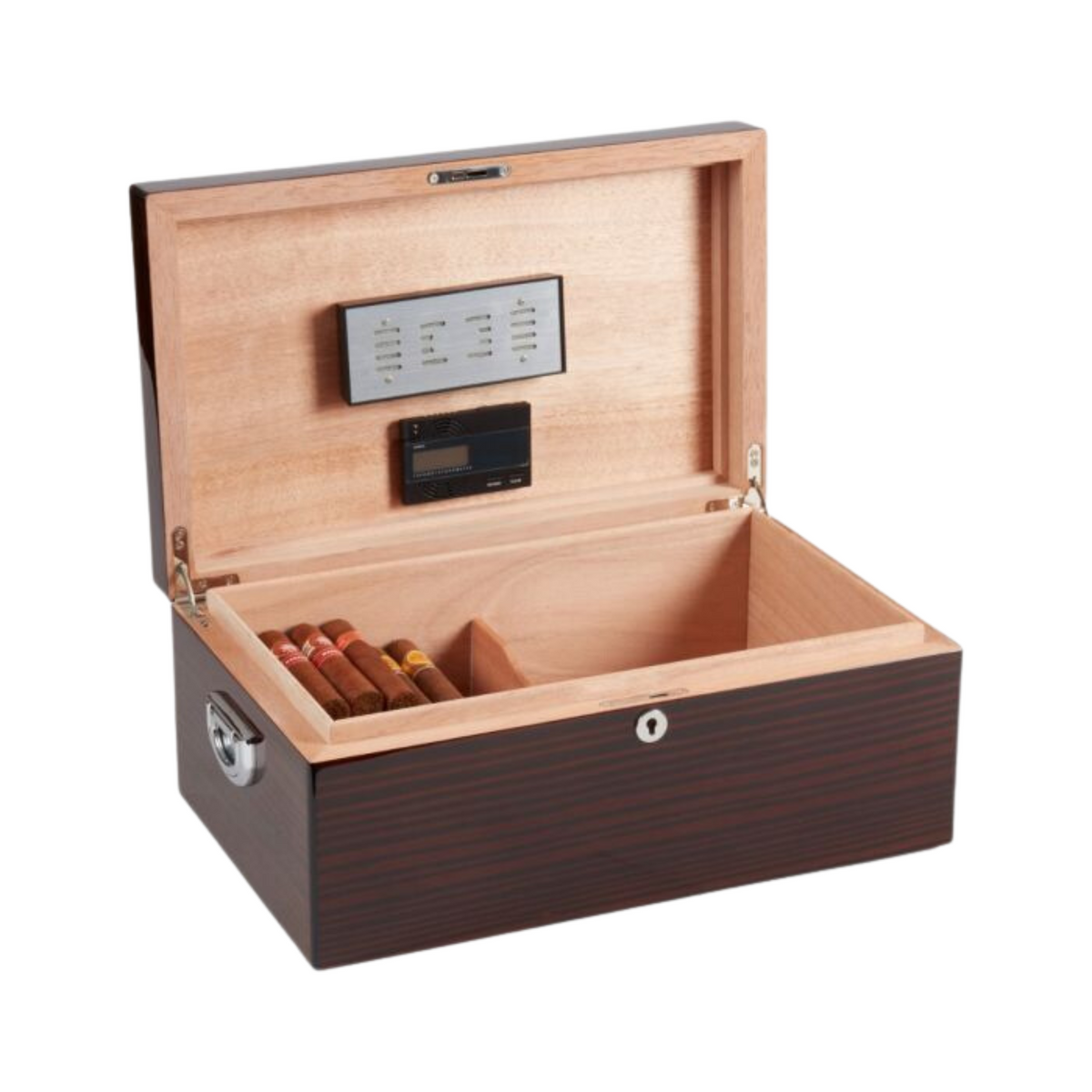 Panama Walnut High Lacquered 200 Cigar Humidor with Spanish Cedar Lini ...