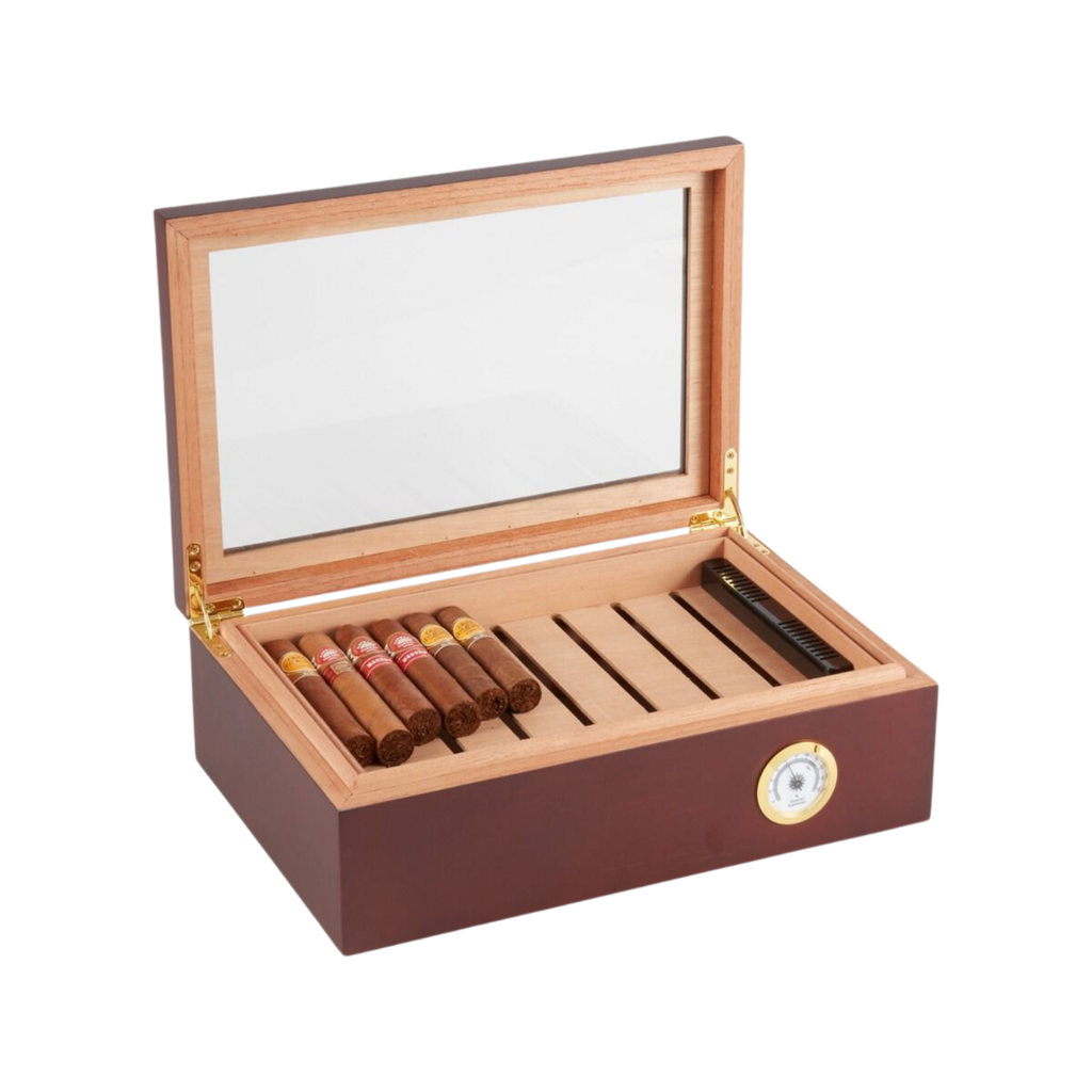 Havana Walnut 75 Cigar Humidor with Glass Viewing Top – The Well ...