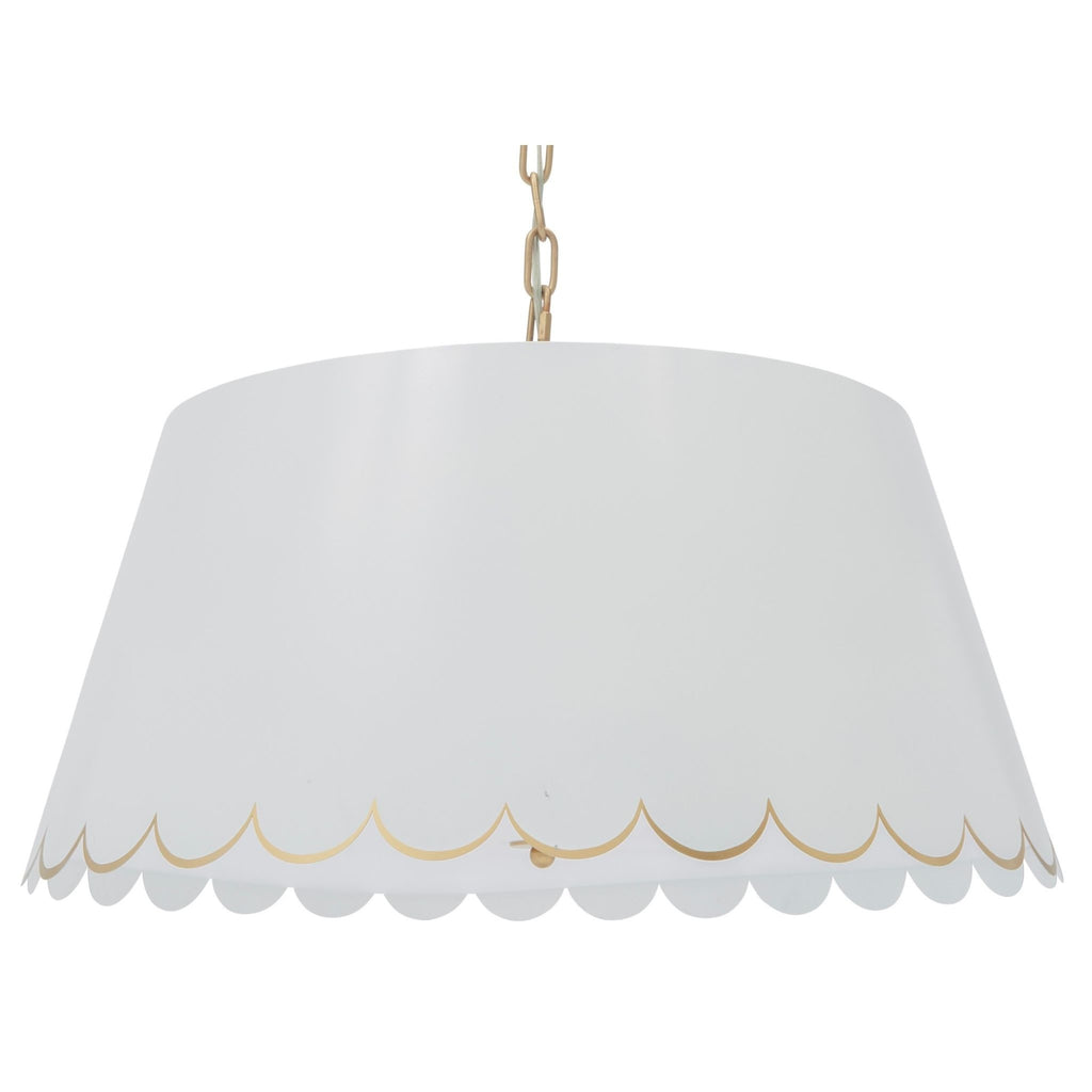 Glossy White and Gold Scalloped Shade Chandelier - The Well Appointed House