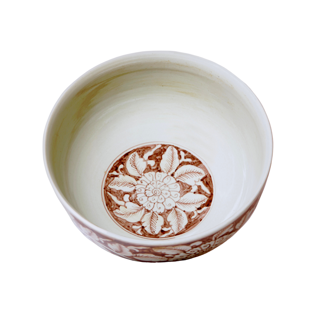 Red and White Porcelain Chrysanthemum Large Bowl - The Well Appointed House