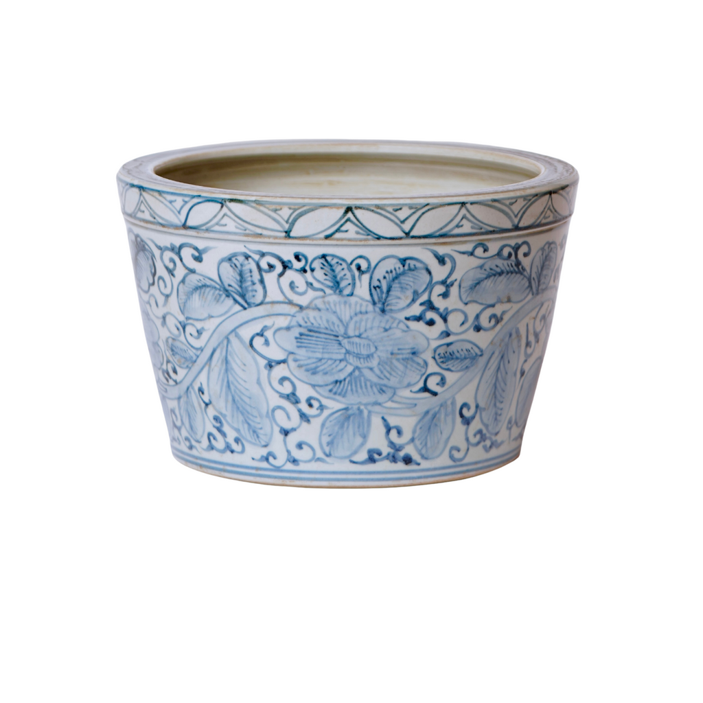 Blue and White Porcelain Rose Planter - The Well Appointed House