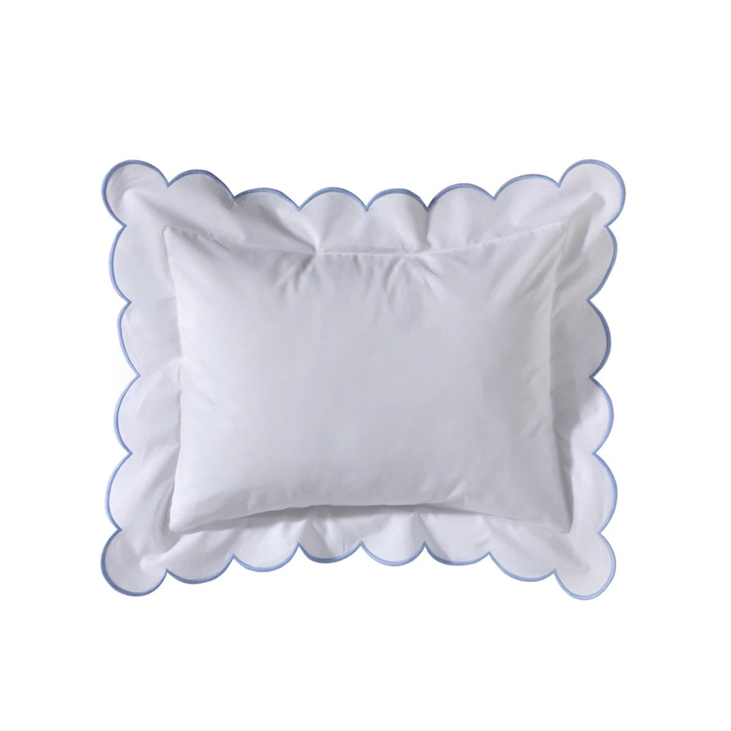 Duck Egg Blue Scalloped Edge Boudoir Pillow Cover - THe Well Appointed House