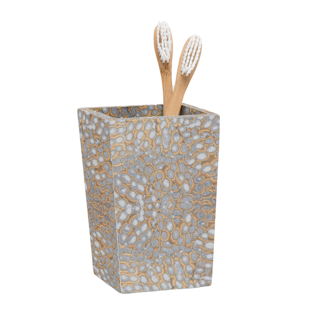Callas Tooth Brush Holder in Silver Lacquered Cracked Eggshell - The Well Appointed House