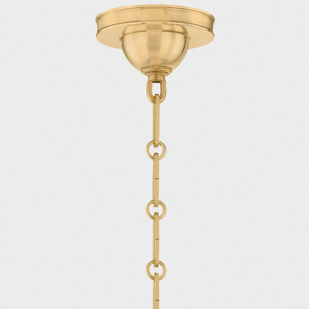 Cambridge 6-Light Chandelier Aged Brass and Soft Studio Green - The Well Appointed House