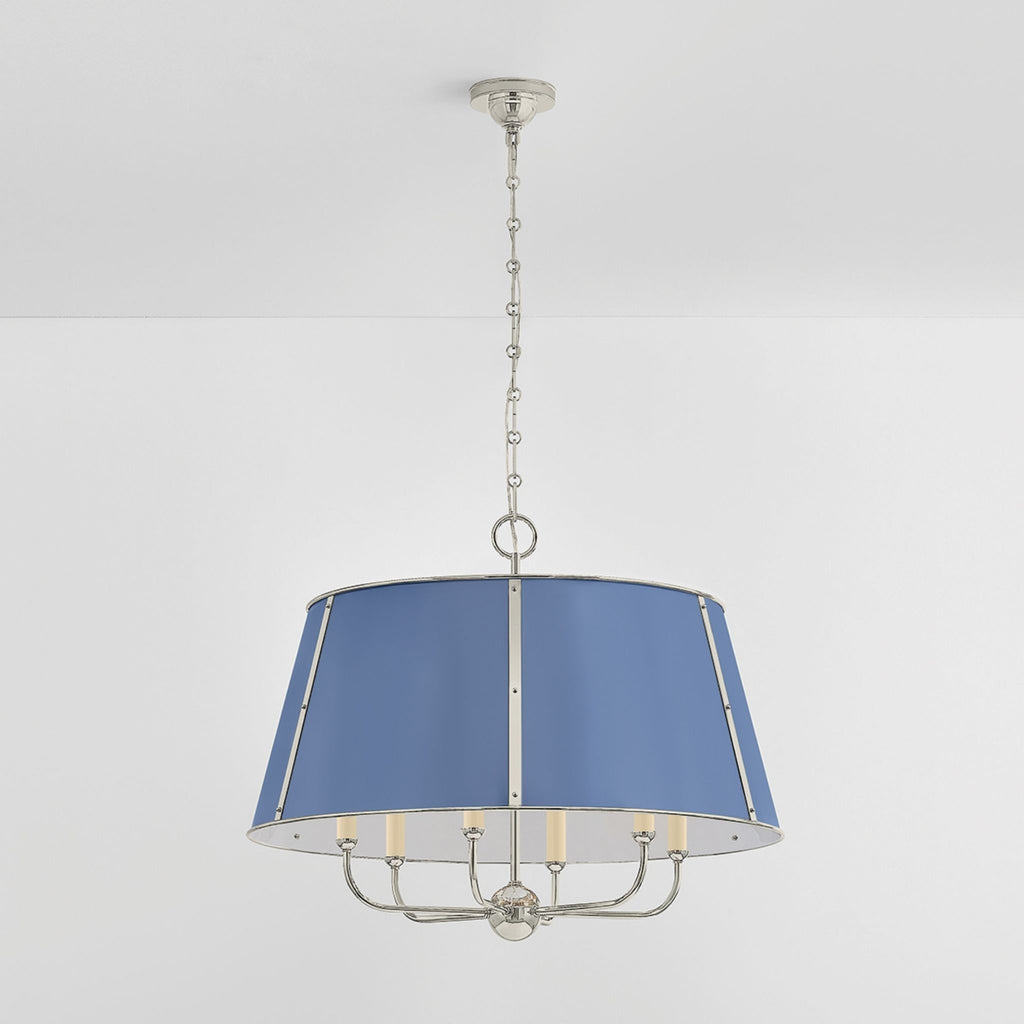 Cambridge 6-Light Chandelier Polished Nickel and Soft French Blue - The Well Appointed House
