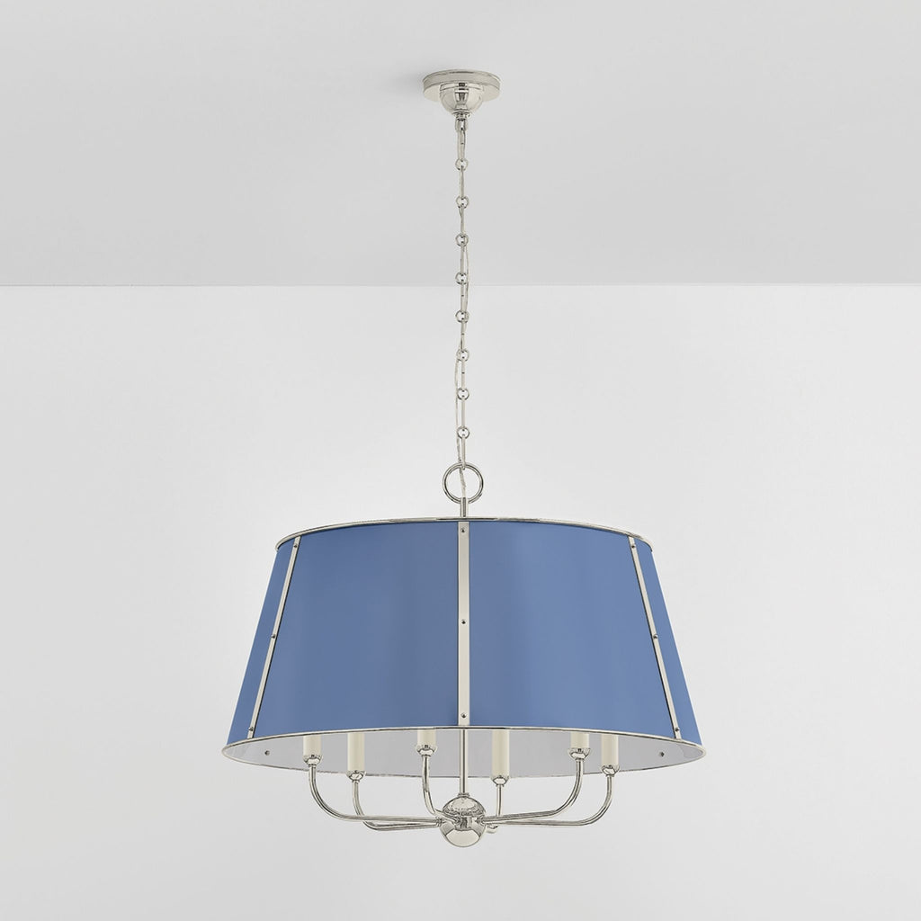 Cambridge 6-Light Chandelier Polished Nickel and Soft French Blue - The Well Appointed House