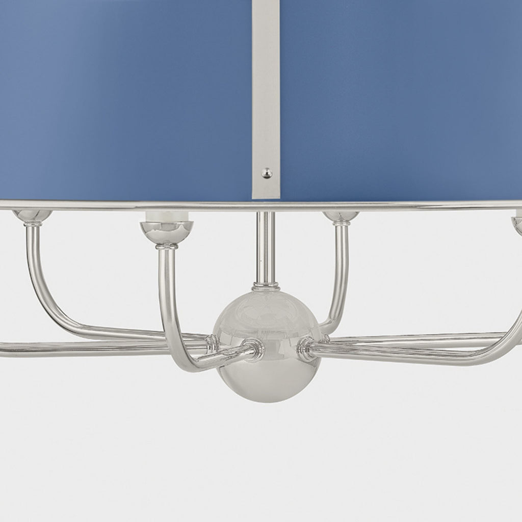 Cambridge 6-Light Chandelier Polished Nickel and Soft French Blue - The Well Appointed House