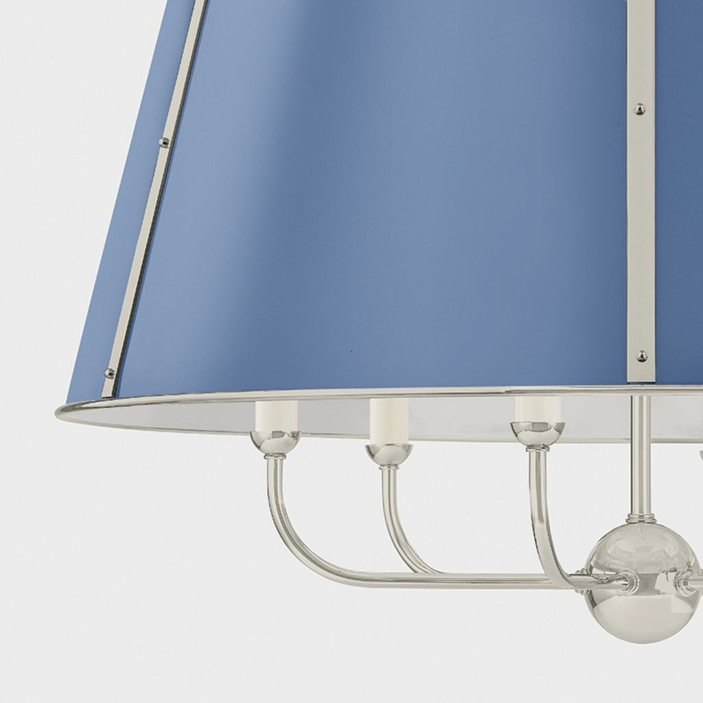 Cambridge 6-Light Chandelier Polished Nickel and Soft French Blue - The Well Appointed House