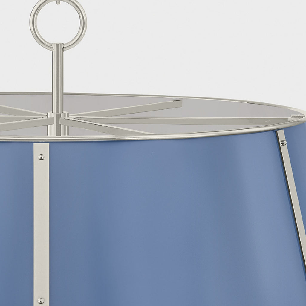 Cambridge 6-Light Chandelier Polished Nickel and Soft French Blue - The Well Appointed House