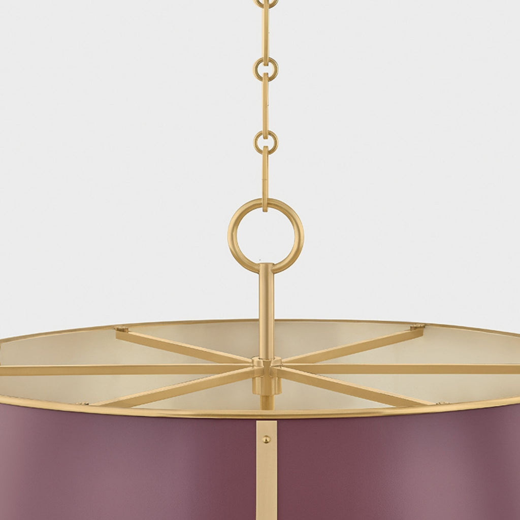 Cambridge 6-Light Chandelier Aged Brass and Soft Crimson - The Well Appointed House