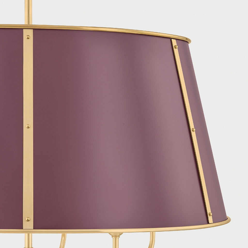 Cambridge 6-Light Chandelier Aged Brass and Soft Crimson - The Well Appointed House