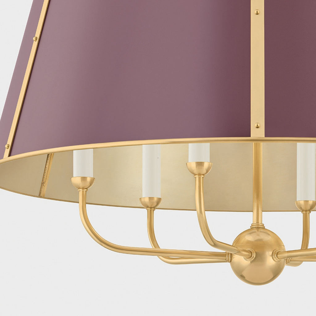 Cambridge 6-Light Chandelier Aged Brass and Soft Crimson - The Well Appointed House