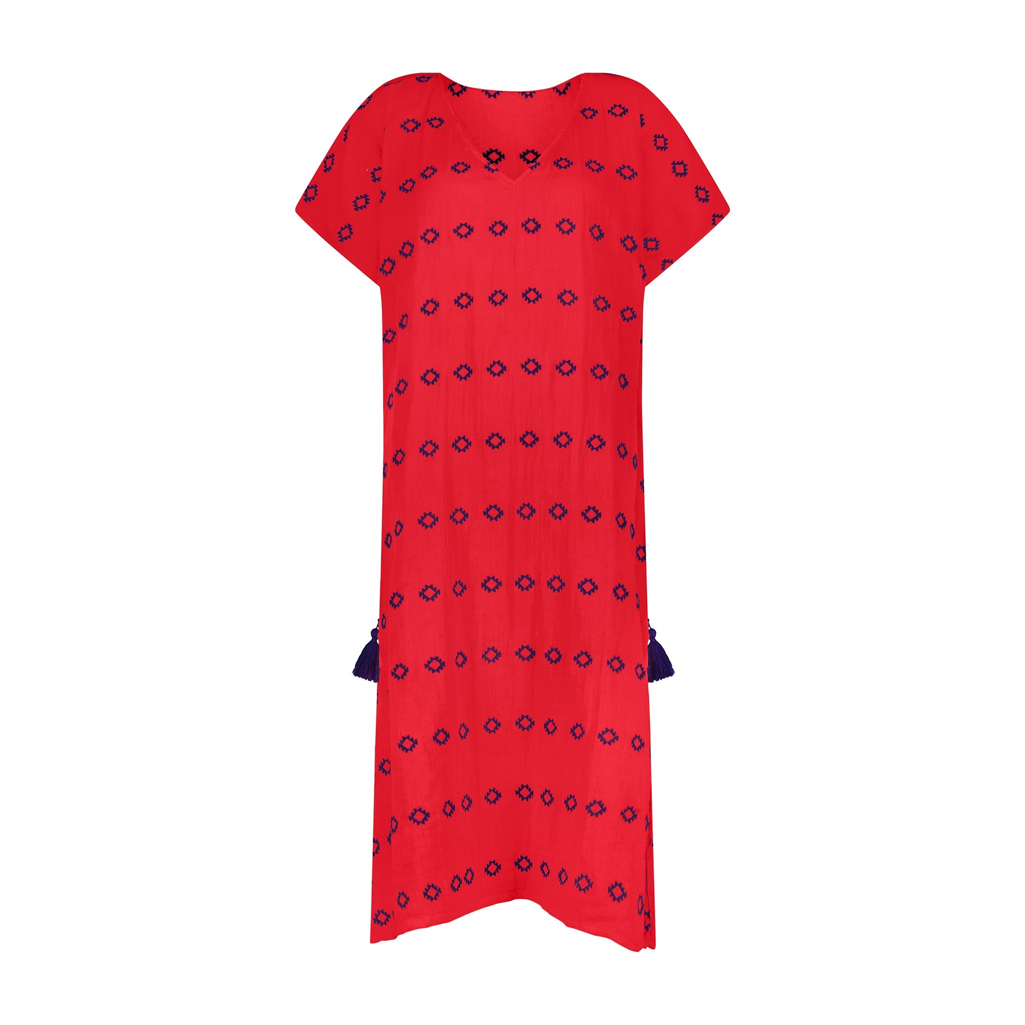 Capucine Women's Maxi Caftan Dress Red Embroidery The Well Appointed House Capucine Women's Maxi Caftan Dress Red Embroidery The Well Appointed House