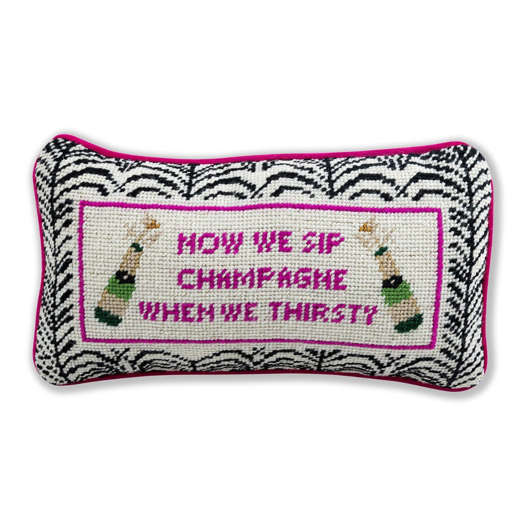 Champagne Needlepoint Pillow - The Well Appointed House