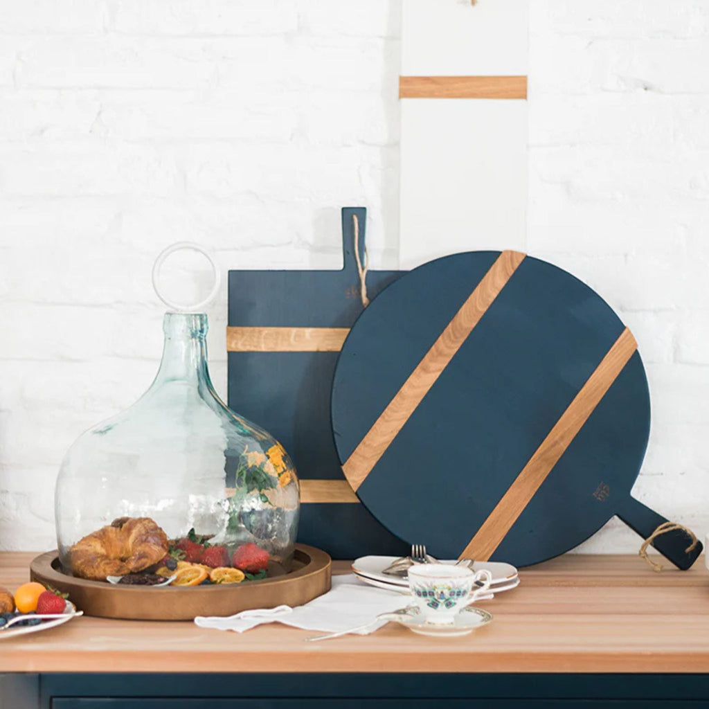 Navy Blue Mod Charcuterie Cheese Board - Medium Round - The Well Appointed House