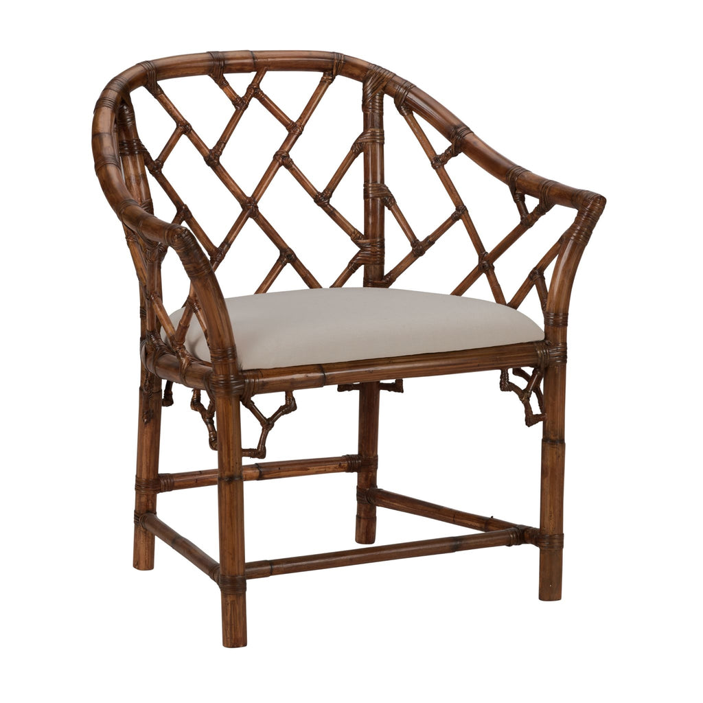 Chippendale Bamboo Arm Chair in Brown - The Well Appointed House