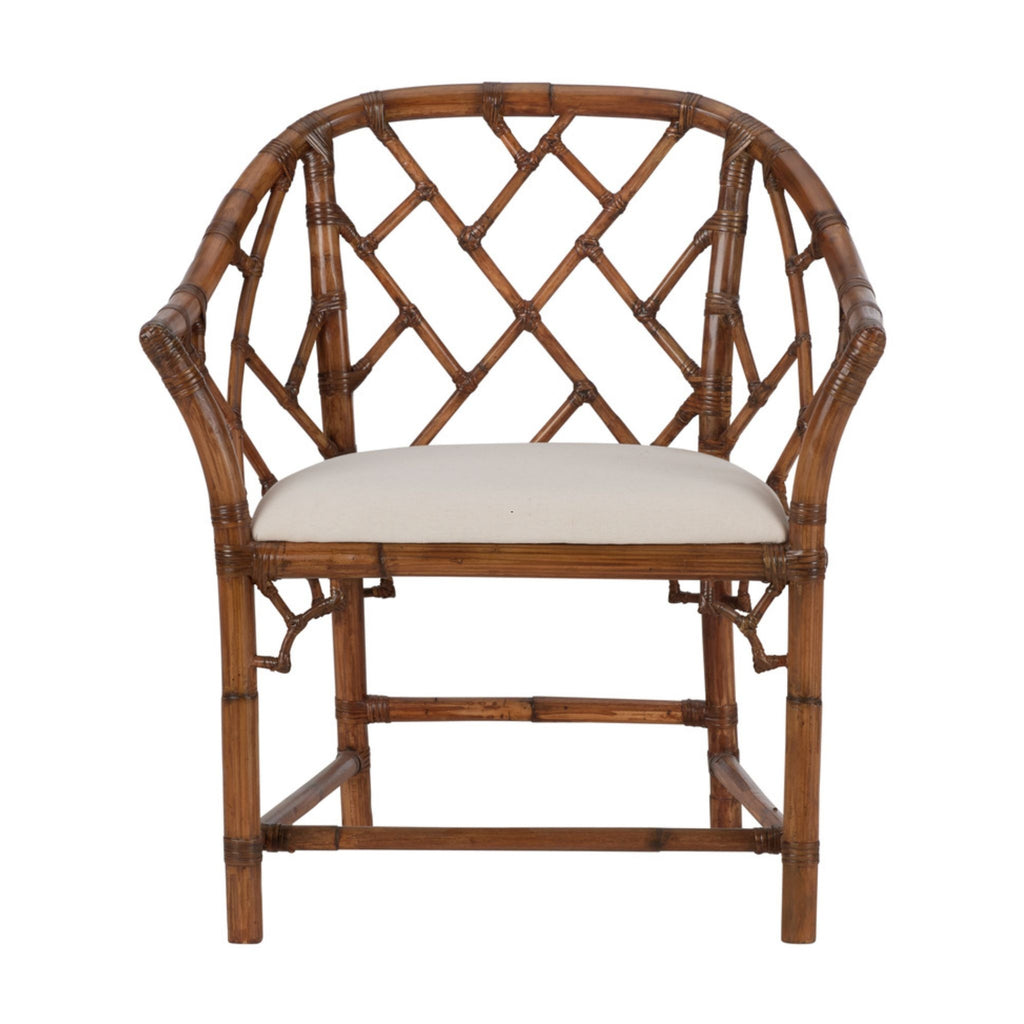 Chippendale Bamboo Arm Chair in Brown - The Well Appointed House