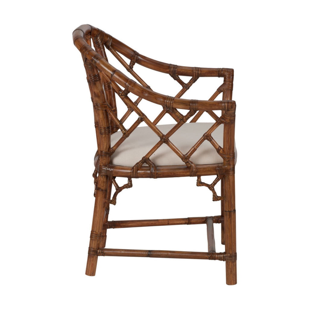 Chippendale Bamboo Arm Chair in Brown - The Well Appointed House
