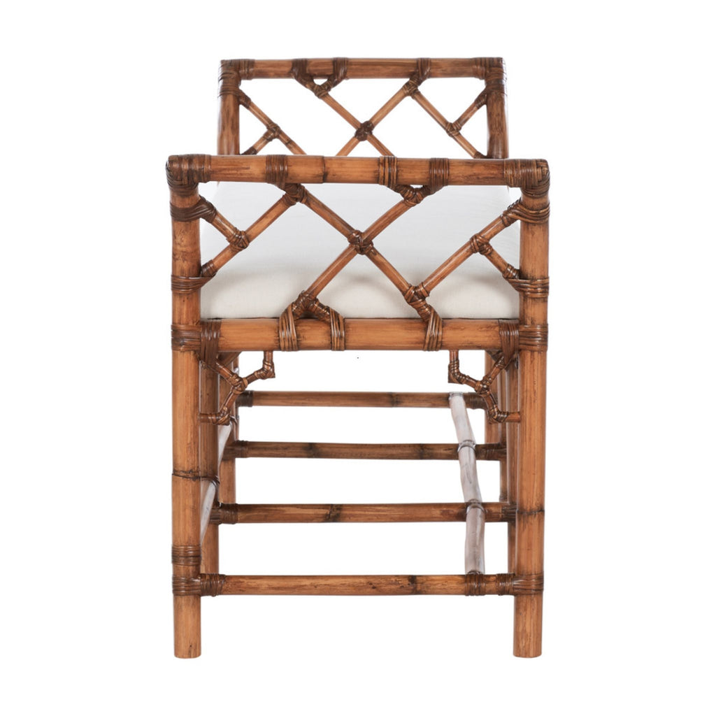 Chippendale Bamboo Regency Bench in Brown - The Well Appointed House