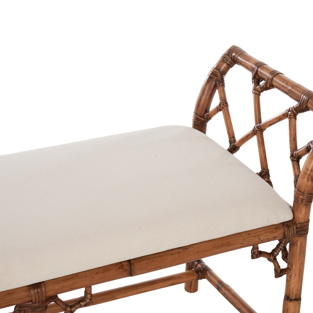 Chippendale Bamboo Regency Bench in Brown - The Well Appointed House