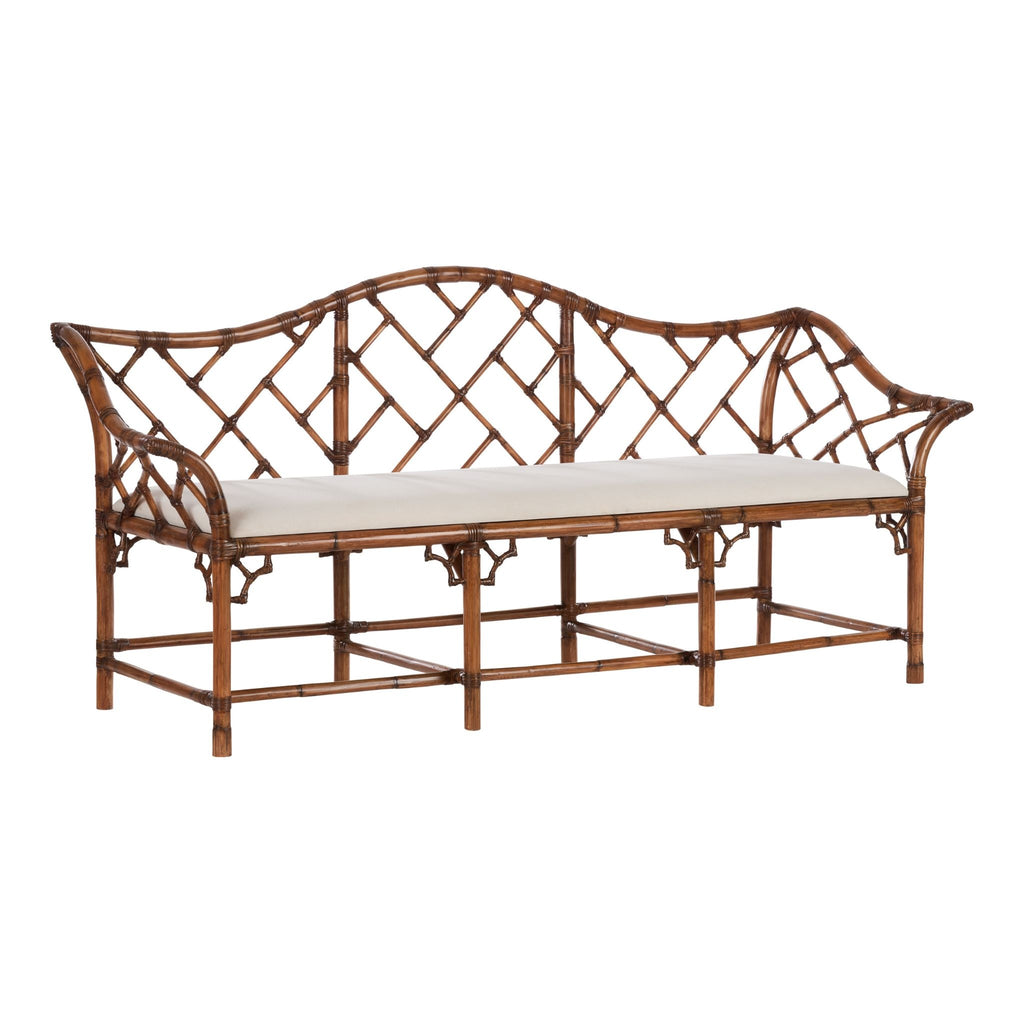 Chippendale Bamboo Settee in Brown - The Well Appointed House