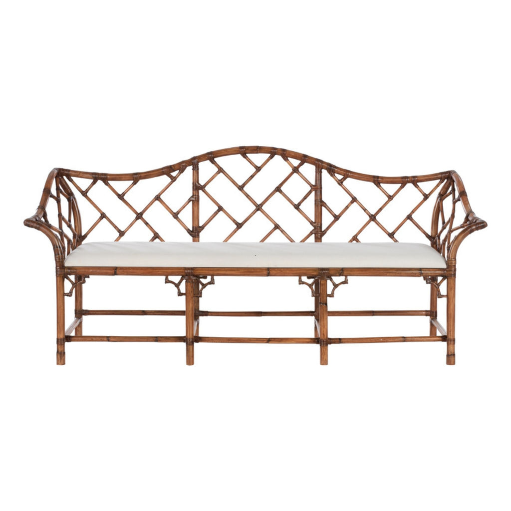 Chippendale Bamboo Settee in Brown - The Well Appointed House