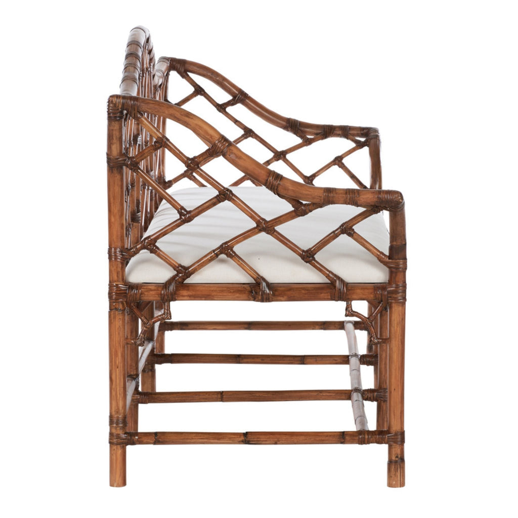 Chippendale Bamboo Settee in Brown - The Well Appointed House