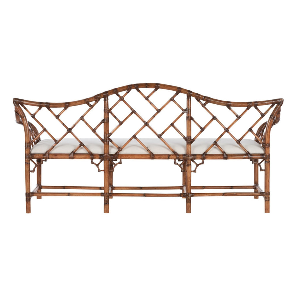Chippendale Bamboo Settee in Brown - The Well Appointed House