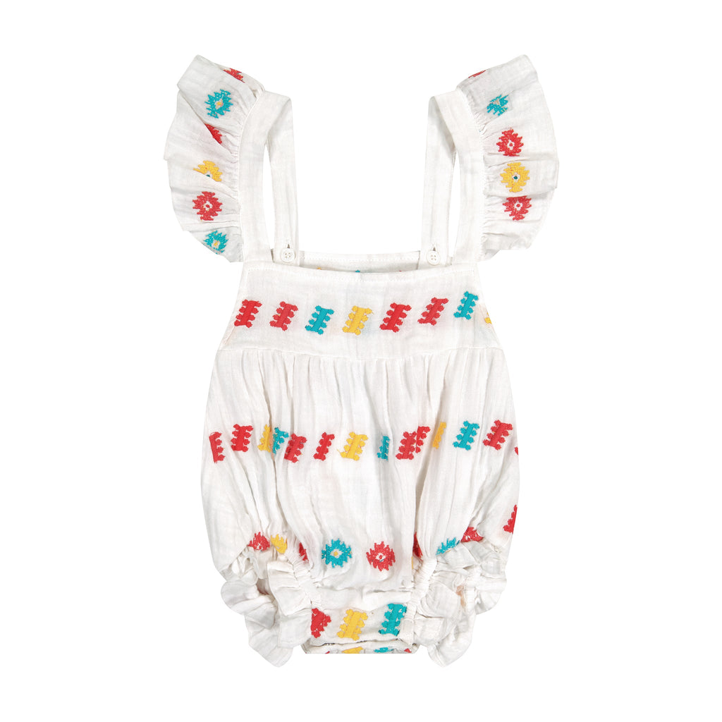 Chloe Baby Romper White Embroidery - The Well Appointed House