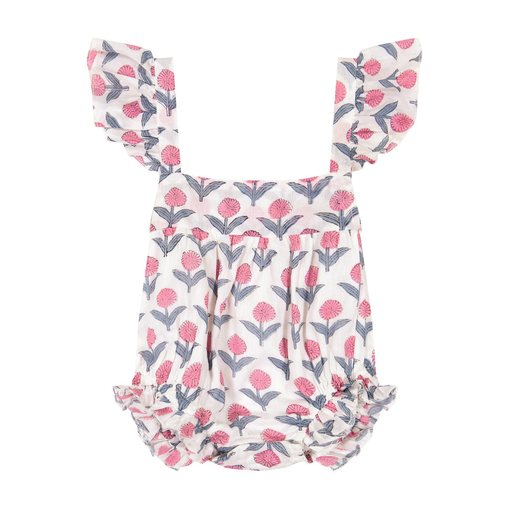Chloe Baby Romper Pink Flower - The Well Appointed House