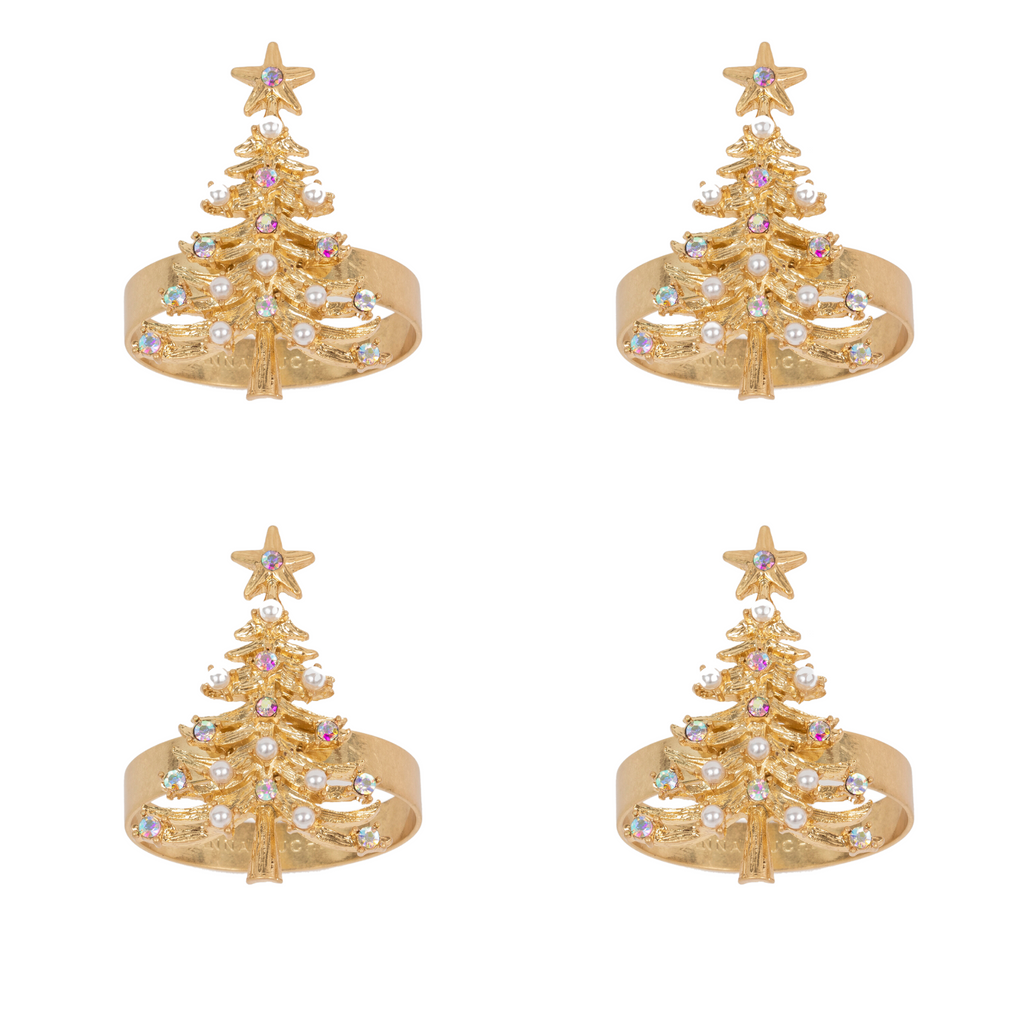 Christmas Tree Skinny Napkin Rings, Set of Four - The Well Appointed House