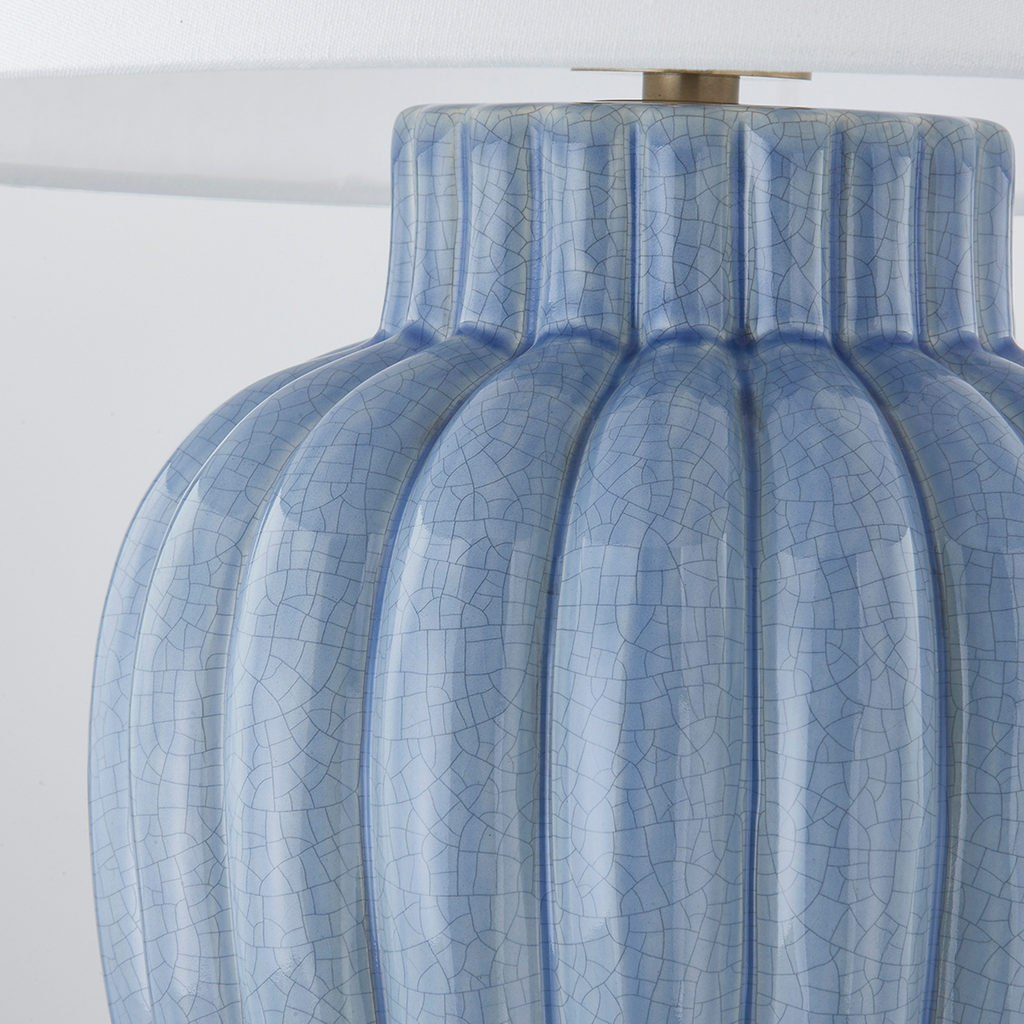 Clarendon Crackled Ceramic Blue Fluted Table Lamp - The Well Appointed House