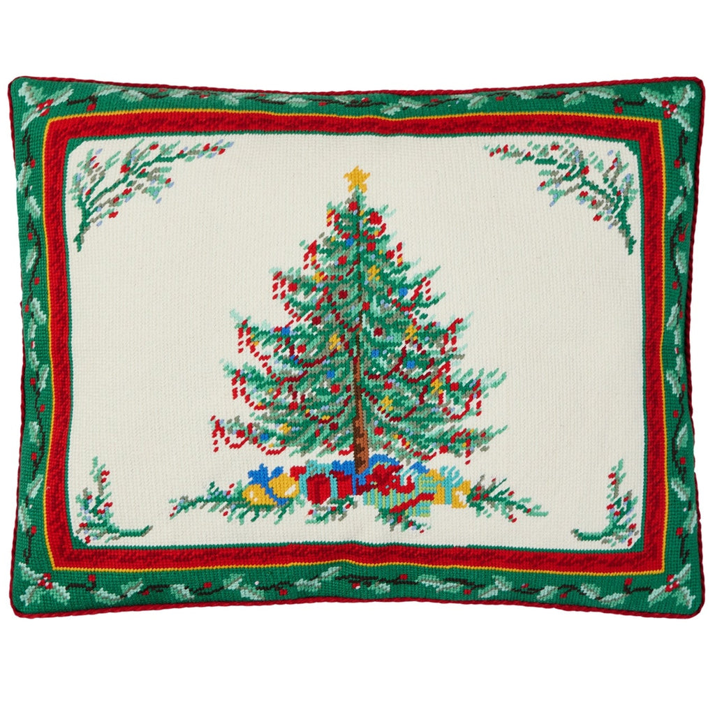 Classic Christmas Embroidered Pillow - The Well Appointed House 