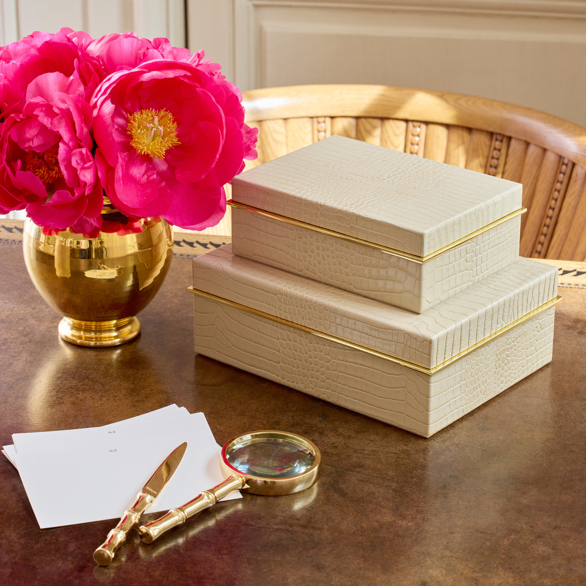 Classic Croc Leather Box, Fawn – The Well Appointed House