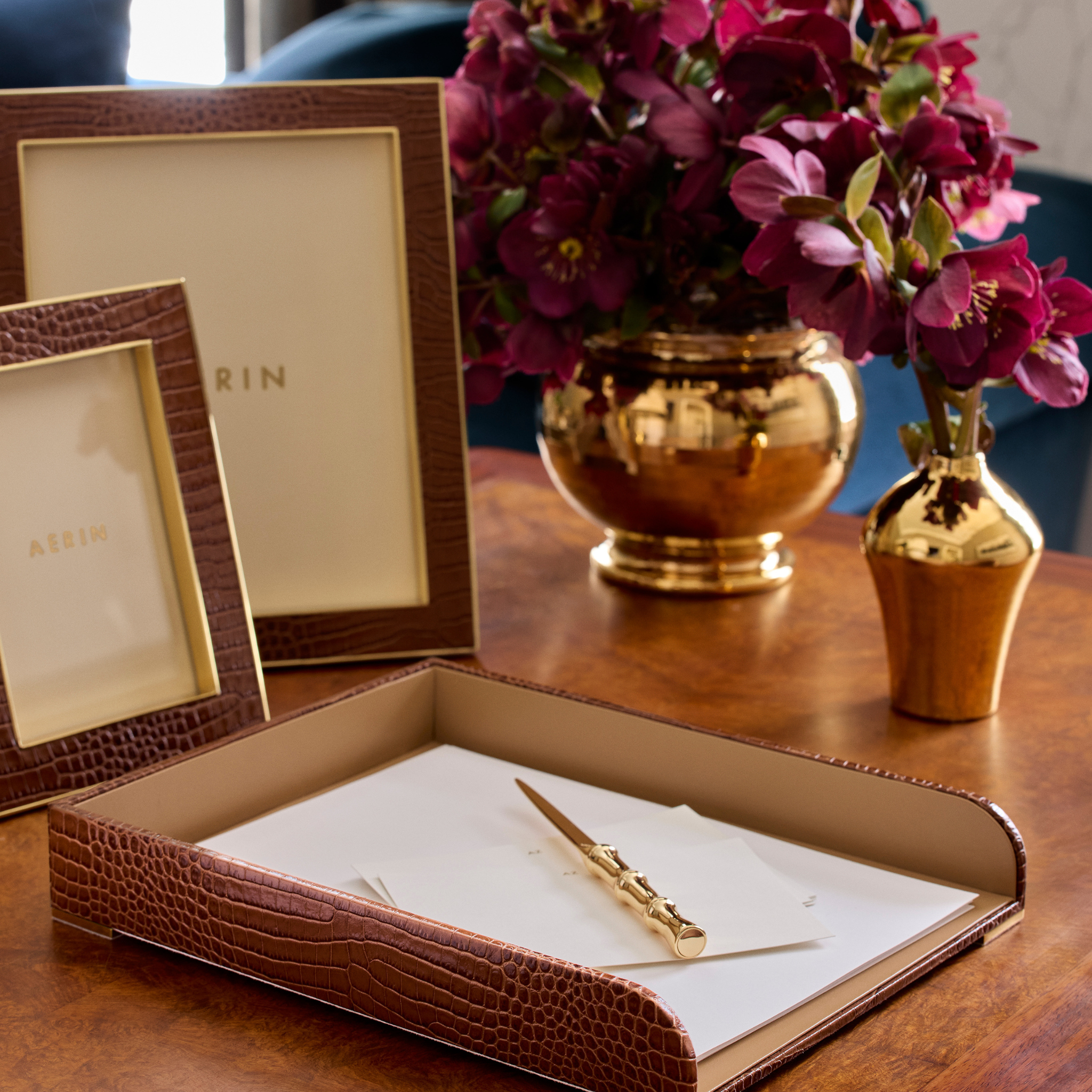 Classic Croc Leather Frame, Chestnut – The Well Appointed House