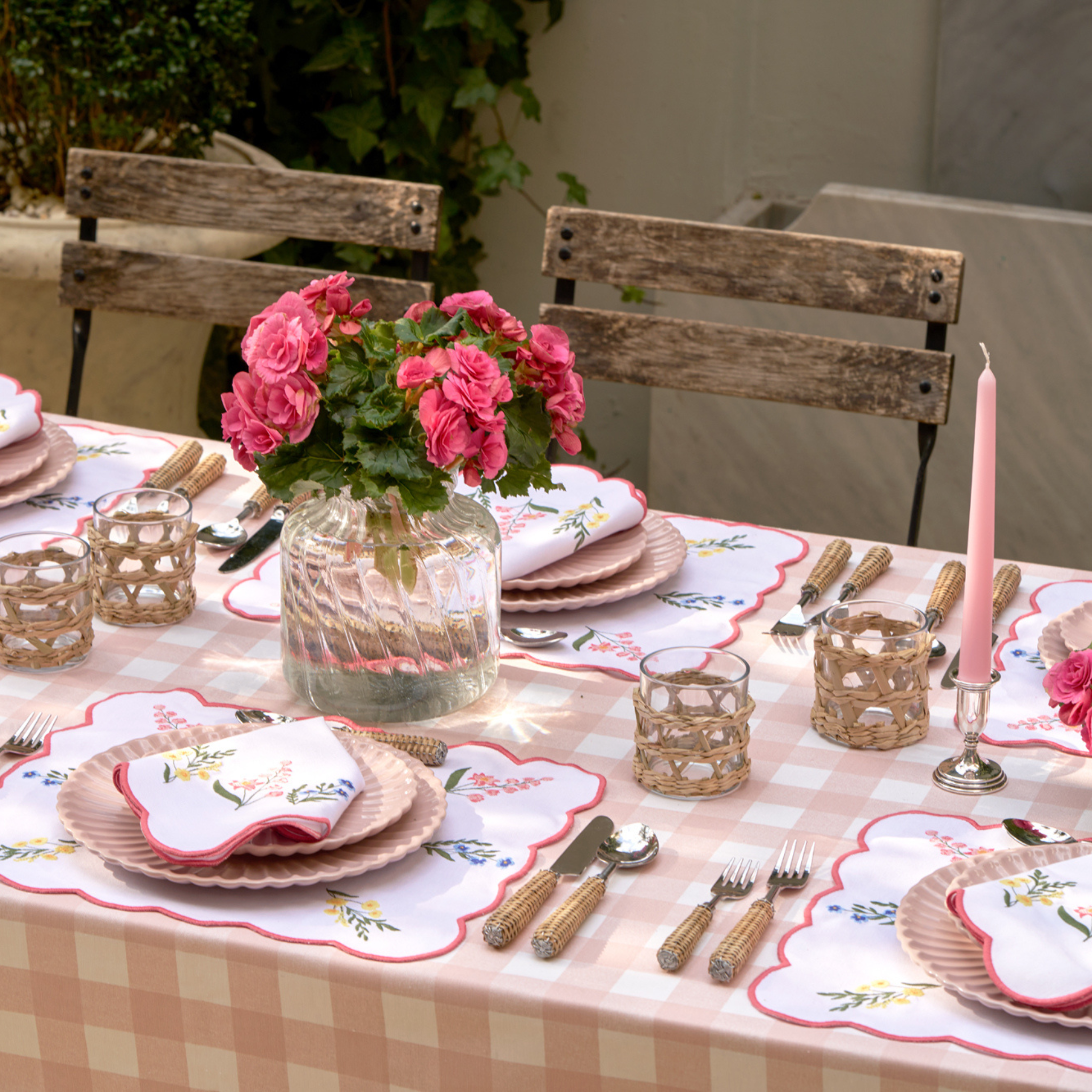 Talking Tables Bon Appetit Raspberry Pink & White Fabric Gingham Napki - Portmeirion Online