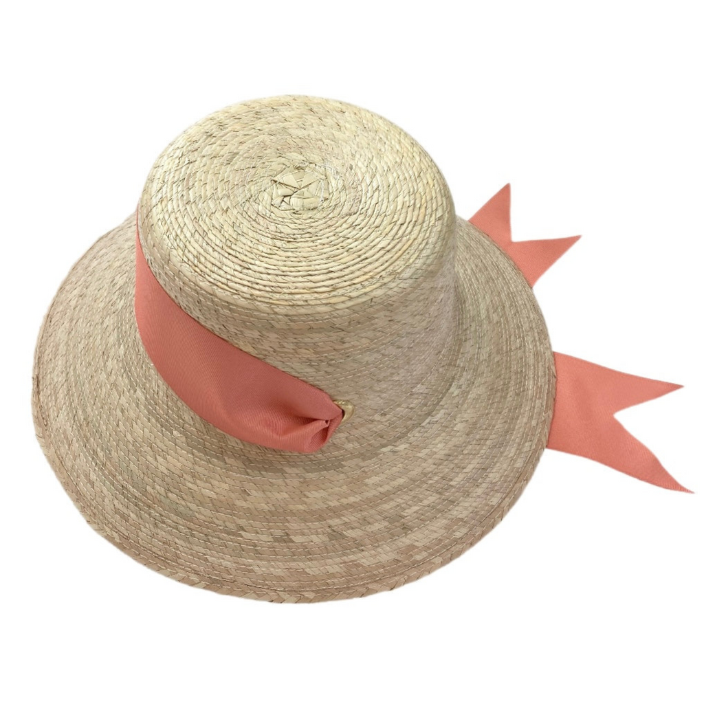 Clematis Bucket Hat - Coral Wide & Short Grosgrain Ribbon - The Well Appointed House