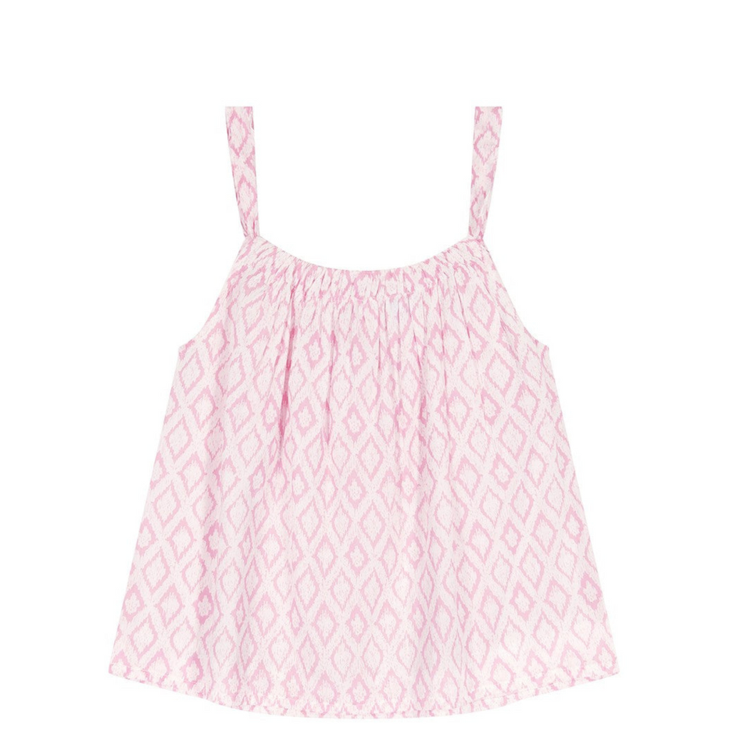 Colette Girl's Top And Short Set in Soft Pink Ikat - The Well Appointed House