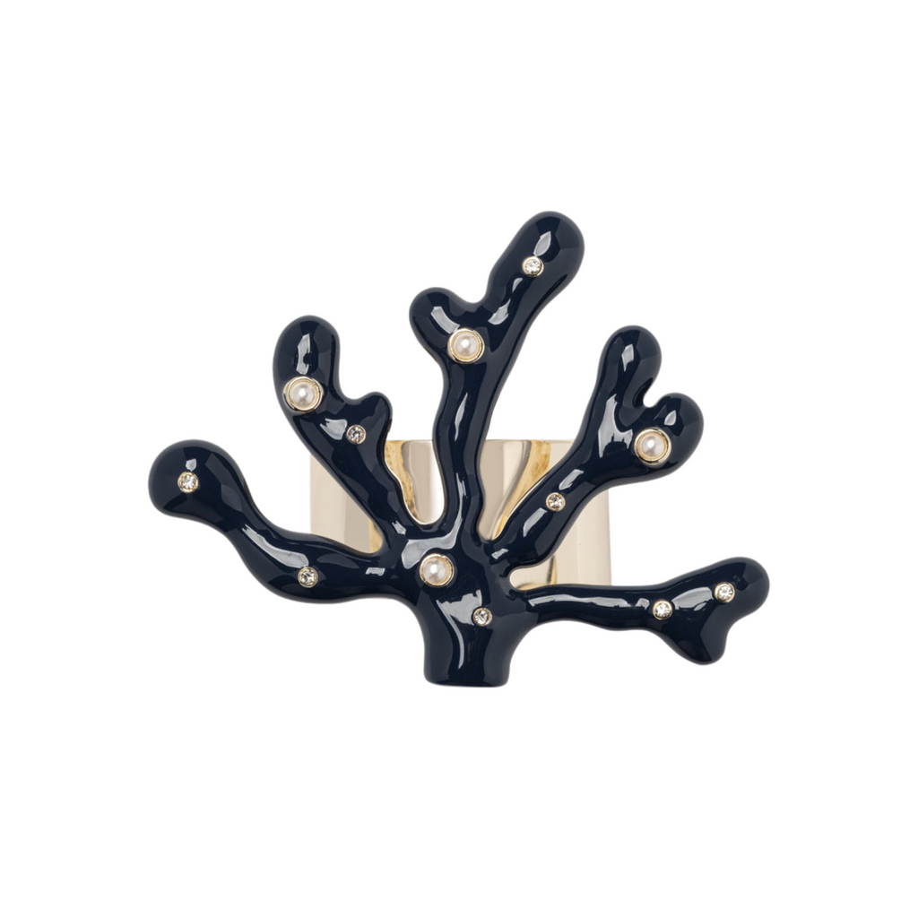 Coral Napkin Rings, Navy, Set of Four - The Well Appointed House