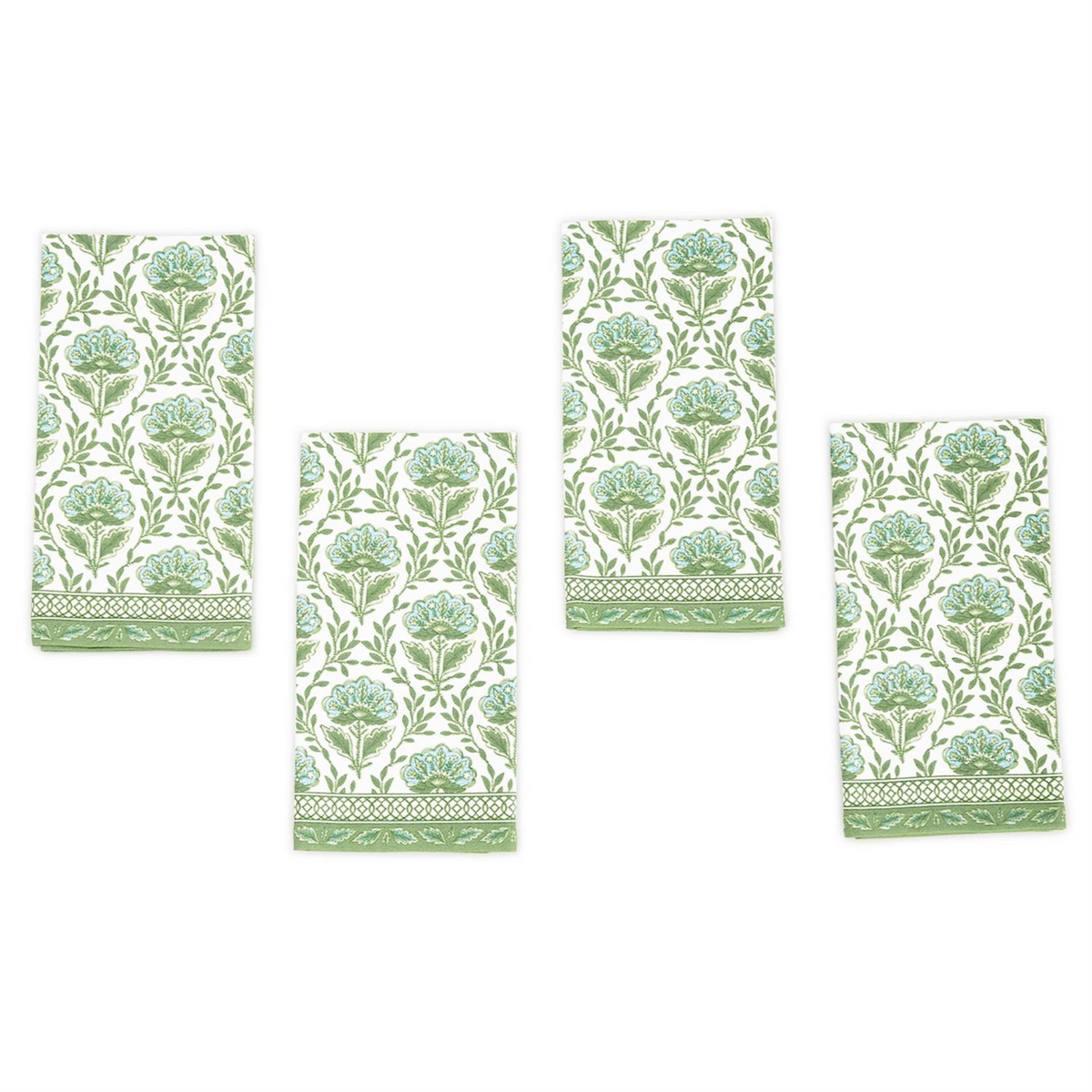 Set of 4 Countryside Green and White Floral Pattern Napkins – The Well ...