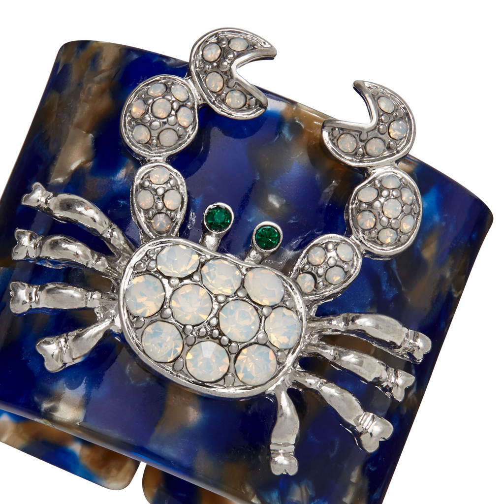 Crab Blue Tortoiseshell Resin Napkin Rings, Set of Four - The Well Appointed House