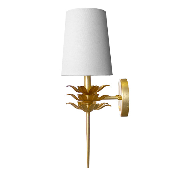 Delilah Gold Leaf Botanical Wall Sconce With Shade - Sconces - The Well Appointed House
