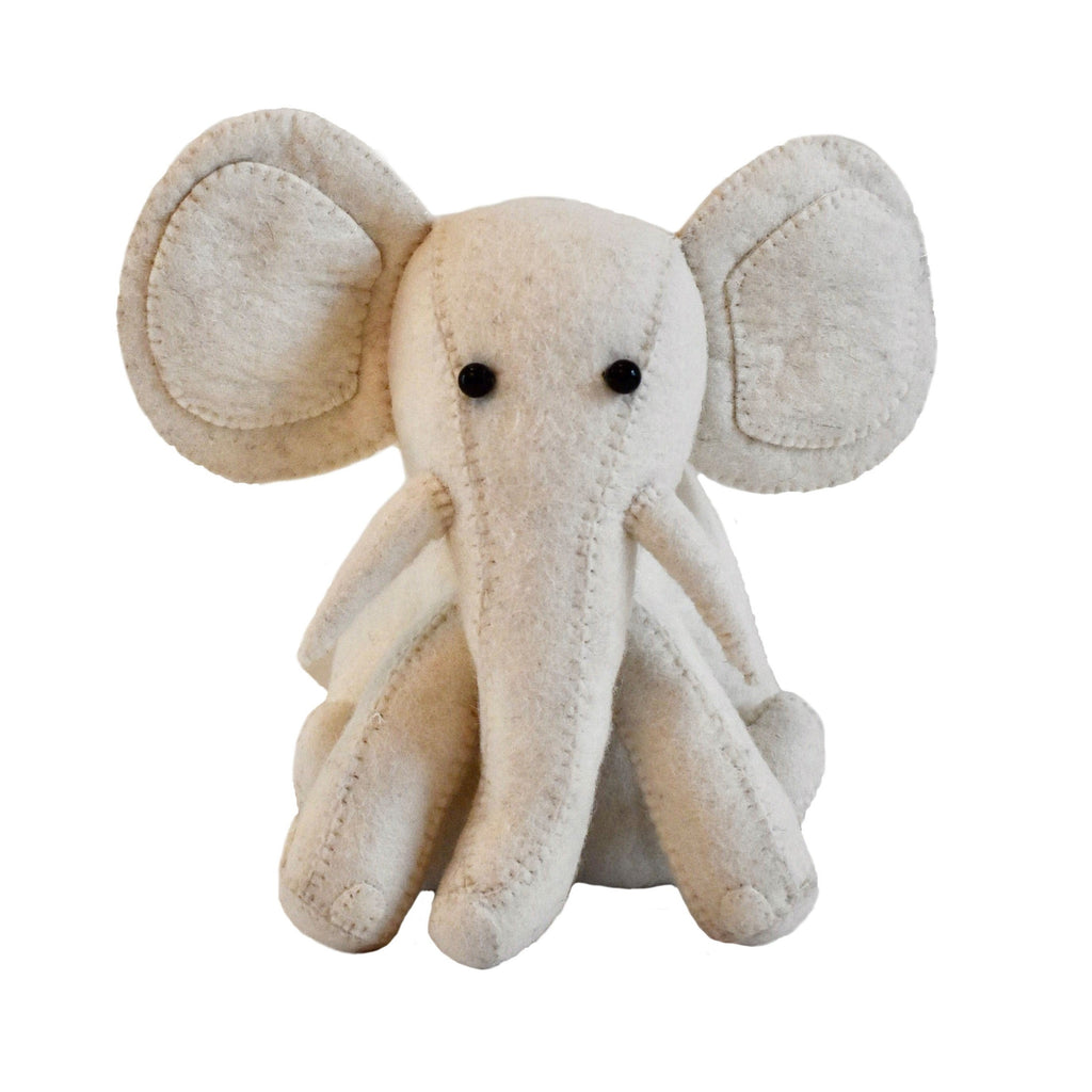 Cream Elephant Door Stop in Hand Felted Wool - The Well Appointed House