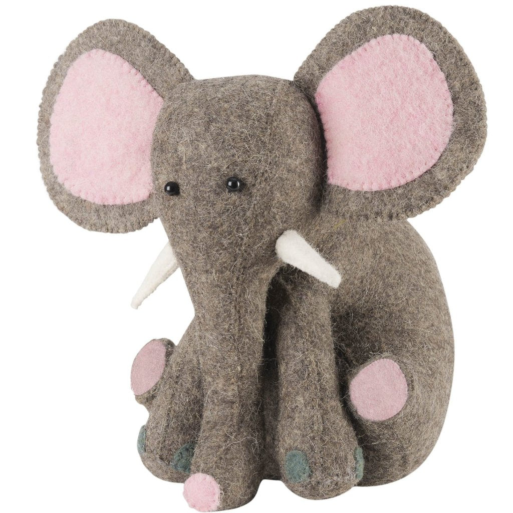 Pink Elephant Door Stop in Hand Felted Wool - The Well Appointed House